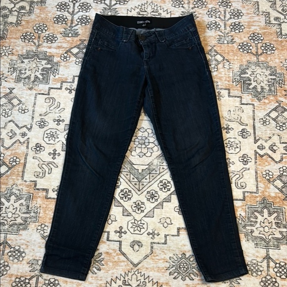 MAC AND ME 2 lightweight dark wash skinny jeans with comfort band